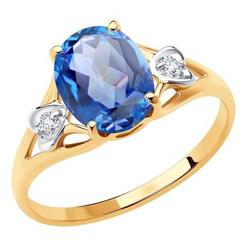 Кольцо женское SOKOLOV из золота с топазом и фианитами Swarovski 715924 р.19 в Глория Джинс